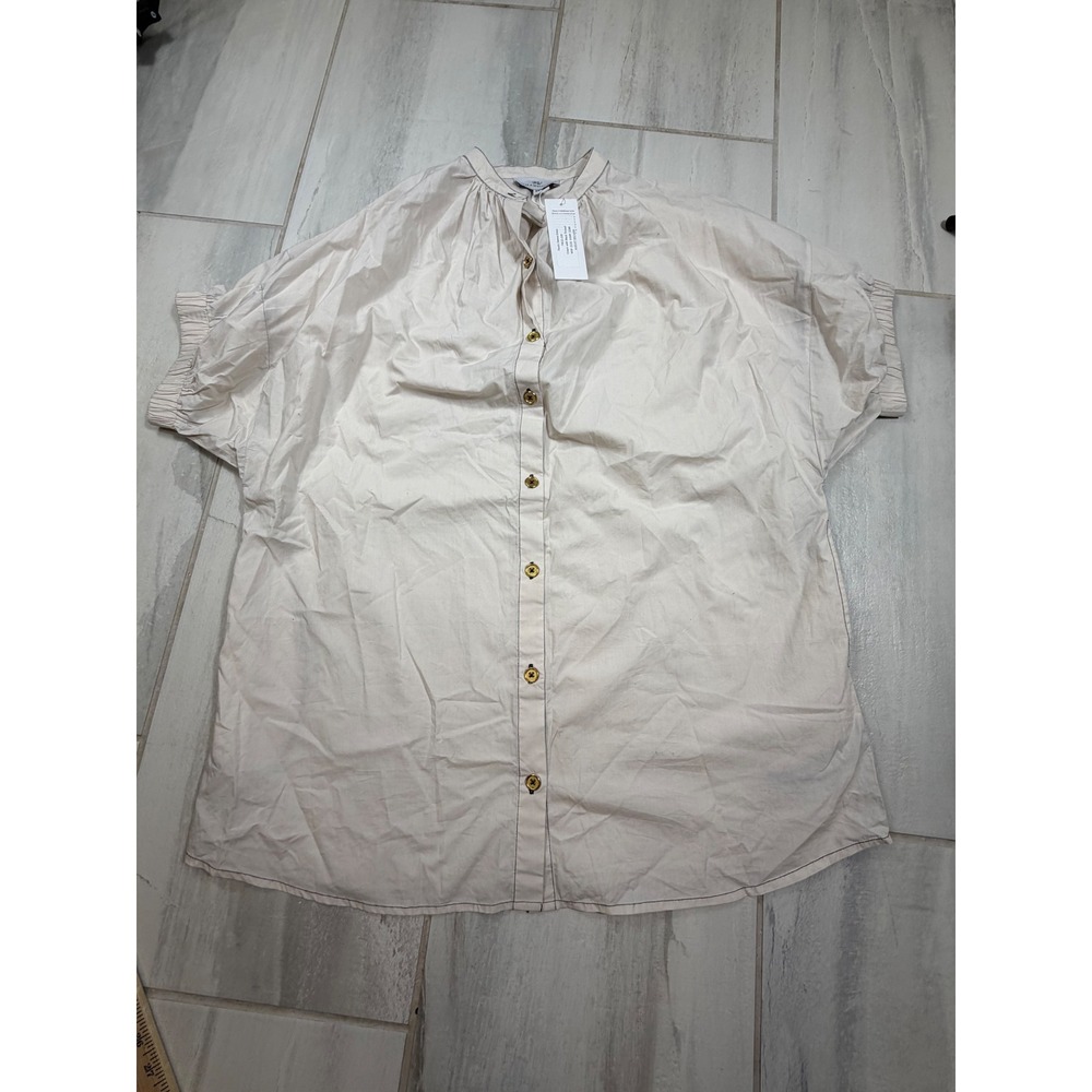 Never A Wallflower Elastic Sleeve Dress Cream Black Thread Cotton XS FW22-239